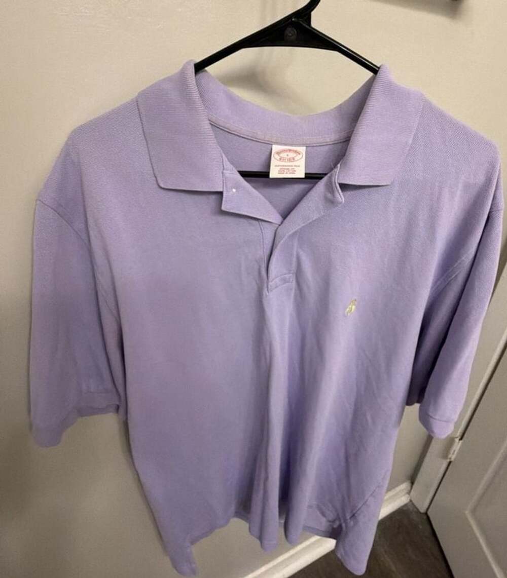 Brooks Brothers Performance Polo Mens Large Lavender Purple Original Fit Cotton